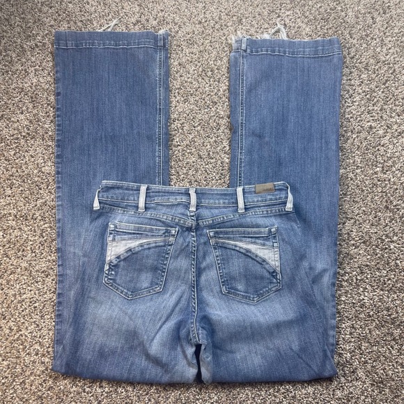 Ariat Trouser Wide Leg Jeans Women's 31XL Medium Wash Stretch Denim Frayed Hem - Picture 14 of 16